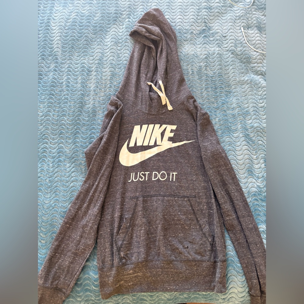 Charcoal Nike Hoodie, White Logo